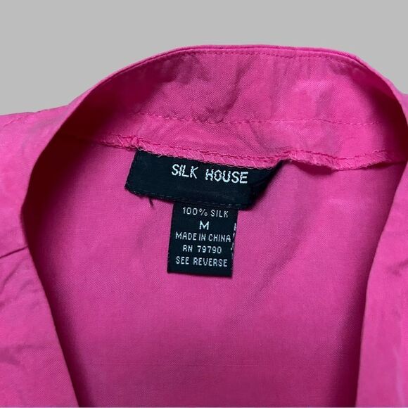 Silk Pink Button Down Tank Top with Shell Buttons - Picture 4 of 6